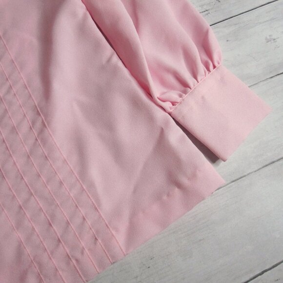 Montgomery Ward Vintage Women's Pink Top Size 36 M Long Sleeve 1970's Blouse - Picture 4 of 9
